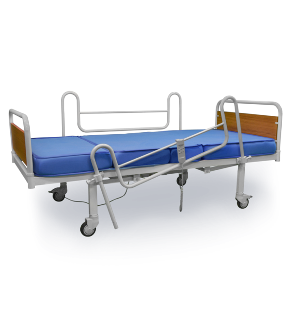 Economical hospital bed set with two motors shown in its horizontal form (HK10)