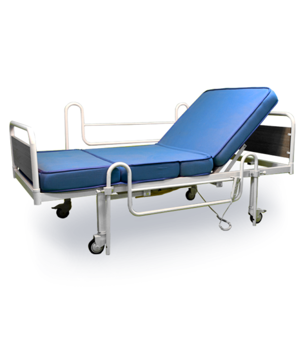Economical hospital bed set equipped with two motors that shows the front part of the head being raised (HK10)
